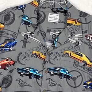 VTG David Carey Hawaiian Shirt Mens 3XL Ford Mustangs Camp Rayon Classic Car AOP